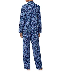 Lauren Ralph Lauren Paisley Print Long Sleeve Notch Collar Long Knit Pajama Set