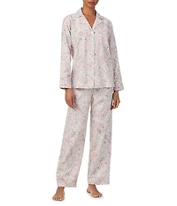 Lauren Ralph Lauren Paisley Print Long Sleeve Notch Collar Long Pant Pajama Set