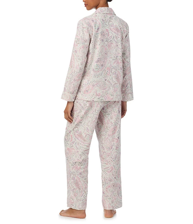 Lauren Ralph Lauren Paisley Print Long Sleeve Notch Collar Long Pant Pajama Set