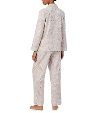 Lauren Ralph Lauren Paisley Print Long Sleeve Notch Collar Long Pant Pajama Set