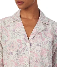 Lauren Ralph Lauren Paisley Print Long Sleeve Notch Collar Long Pant Pajama Set