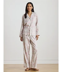 Lauren Ralph Lauren Paisley Print Long Sleeve Notch Collar Long Pant Pajama Set