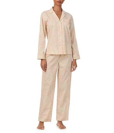 Lauren Ralph Lauren Paisley Print Long Sleeve Notch Collar Pajama Set