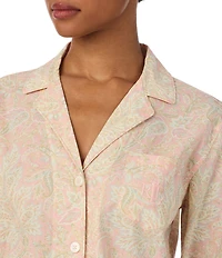 Lauren Ralph Lauren Paisley Print Long Sleeve Notch Collar Pajama Set