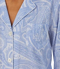 Lauren Ralph Lauren Paisley Print Long Sleeve Notch Collar Woven Pajama Set