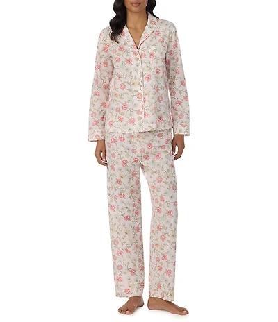 Lauren Ralph Lauren Paisley Print Long Sleeve Notch Collar Woven Pajama Set