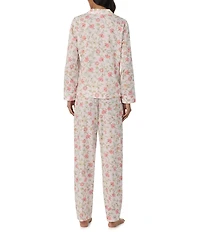Lauren Ralph Lauren Paisley Print Long Sleeve Notch Collar Woven Pajama Set