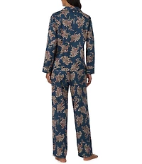 Lauren Ralph Lauren Paisley Print Long Sleeve Notch Collar Woven Sateen Pajama Set