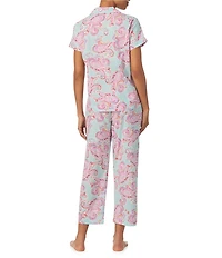 Lauren Ralph Lauren Paisley Print Short Sleeve Notch Collar Woven Cropped Pajama Set