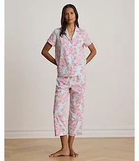 Lauren Ralph Lauren Paisley Print Short Sleeve Notch Collar Woven Cropped Pajama Set