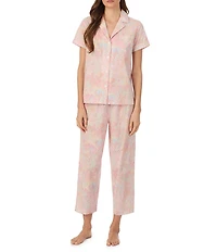 Lauren Ralph Lauren Paisley Print Short Sleeve Notch Collar Woven Cropped Pajama Set
