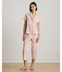 Lauren Ralph Lauren Paisley Print Short Sleeve Notch Collar Woven Cropped Pajama Set