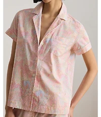 Lauren Ralph Lauren Paisley Print Short Sleeve Notch Collar Woven Cropped Pajama Set