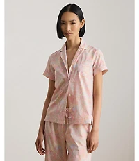 Lauren Ralph Lauren Paisley Print Short Sleeve Notch Collar Woven Cropped Pajama Set