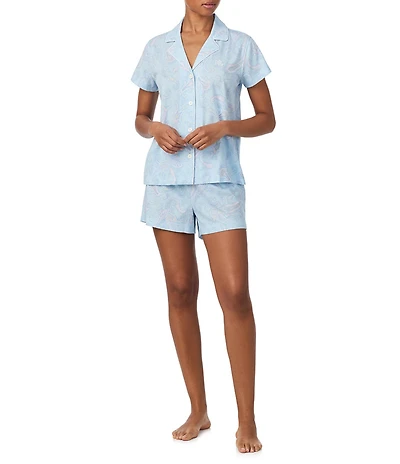 Lauren Ralph Lauren Paisley Print Short Sleeve Notch Collar Woven Shorty Pajama Set
