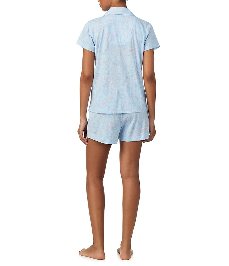 Lauren Ralph Lauren Paisley Print Short Sleeve Notch Collar Woven Shorty Pajama Set