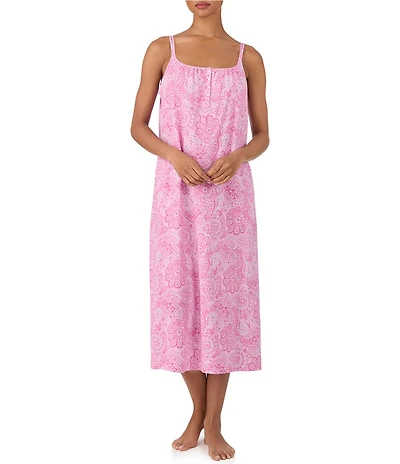 Lauren Ralph Lauren Paisley Print Sleeveless Jersey Knit Ballet Nightgown