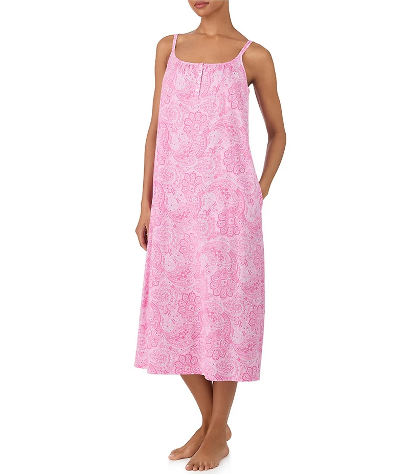 Lauren Ralph Lauren Paisley Print Sleeveless Jersey Knit Ballet Nightgown