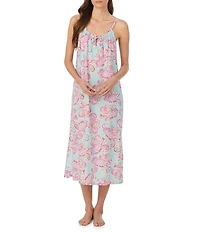 Lauren Ralph Lauren Paisley Print Sleeveless Ruffle Neck Woven Ballet Nightgown