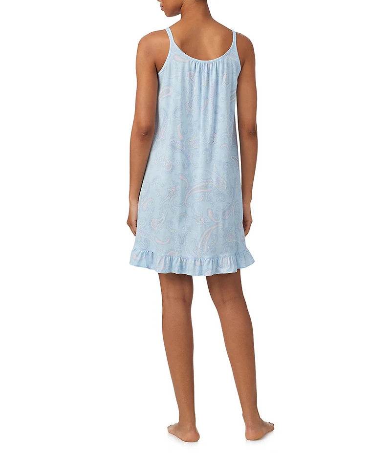 Lauren Ralph Lauren Paisley Print Sleeveless Scoop Neck Jersey Knit Chemise