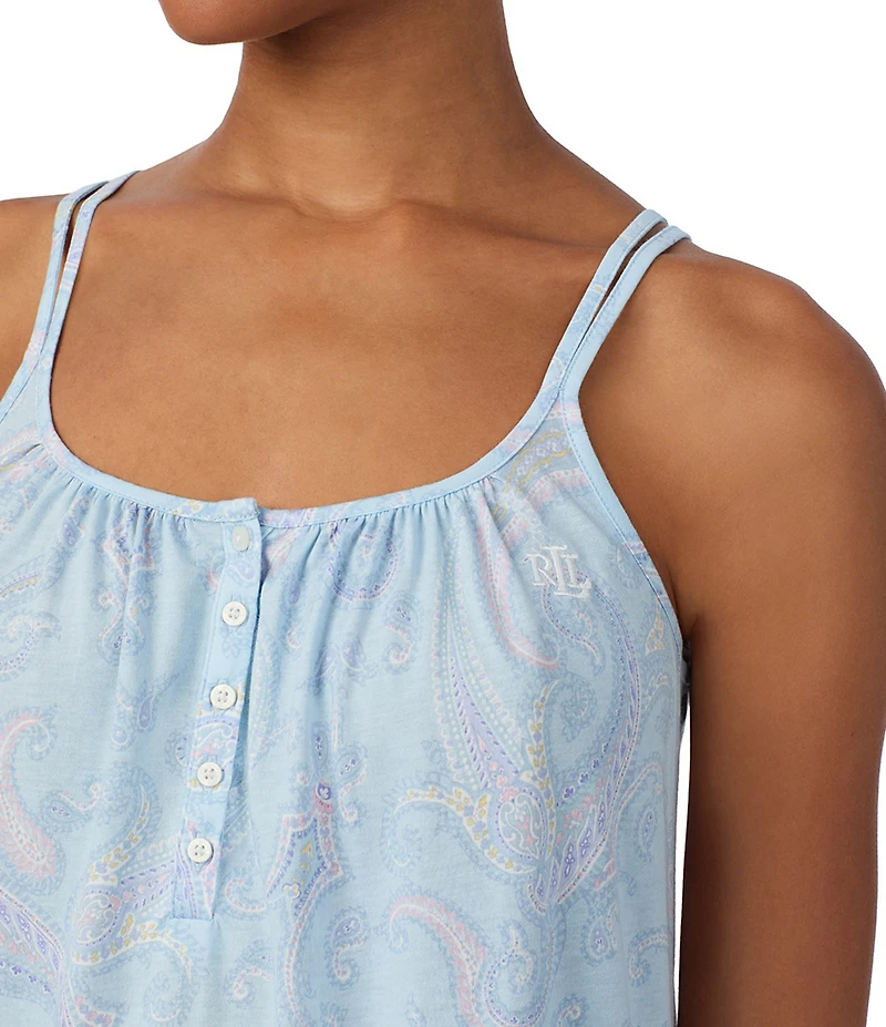 Lauren Ralph Lauren Paisley Print Sleeveless Scoop Neck Jersey Knit Chemise
