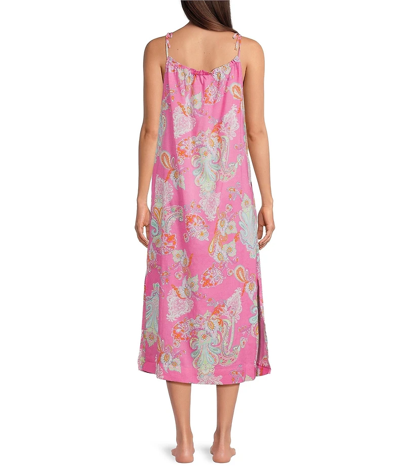 Lauren Ralph Lauren Paisley Print Sleeveless Scoop Neck Woven Ballet Nightgown