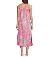 Lauren Ralph Lauren Paisley Print Sleeveless Scoop Neck Woven Ballet Nightgown