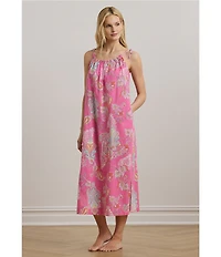 Lauren Ralph Lauren Paisley Print Sleeveless Scoop Neck Woven Ballet Nightgown