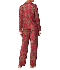 Lauren Ralph Lauren Paisley Print Woven Sateen Long Sleeve Notch Collar Long Pajama Set