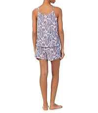 Lauren Ralph Lauren Paisley Sleeveless Double Strap Scoop Neck Knit Boxer Pajama Set
