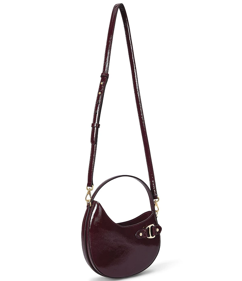Lauren Ralph Lauren Tasha Small Crinkled Patent Leather Saddle Crossbody Bag
