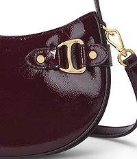 Lauren Ralph Lauren Tasha Small Crinkled Patent Leather Saddle Crossbody Bag