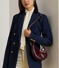 Lauren Ralph Lauren Tasha Small Crinkled Patent Leather Saddle Crossbody Bag