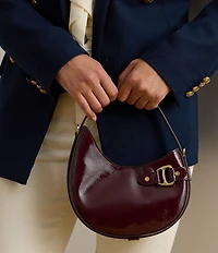 Lauren Ralph Lauren Tasha Small Crinkled Patent Leather Saddle Crossbody Bag