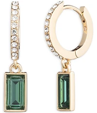 Lauren Ralph Lauren Pave Huggie Stone Drop Hoop Earrings