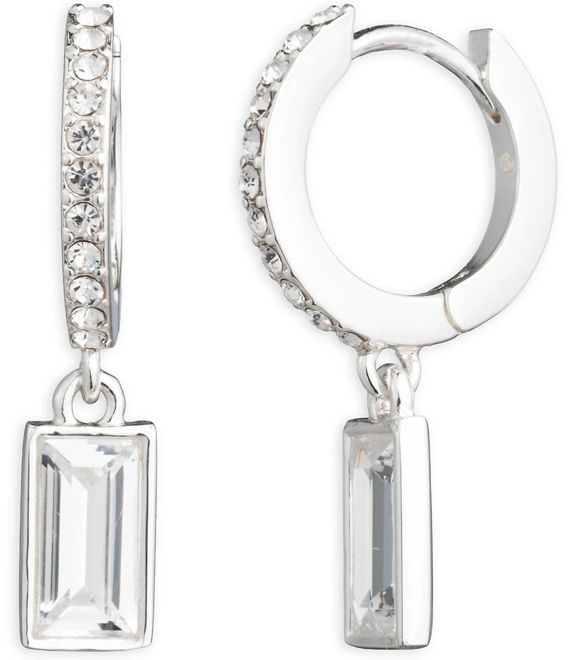 Lauren Ralph Lauren Pave Huggie Stone Drop Hoop Earrings