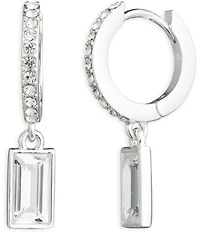 Lauren Ralph Lauren Pave Huggie Stone Drop Hoop Earrings