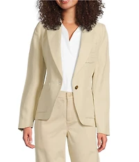 Lauren Ralph Lauren Peak Lapel Collar Long Sleeve Twill Blazer