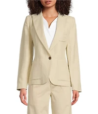 Lauren Ralph Lauren Peak Lapel Collar Long Sleeve Twill Blazer