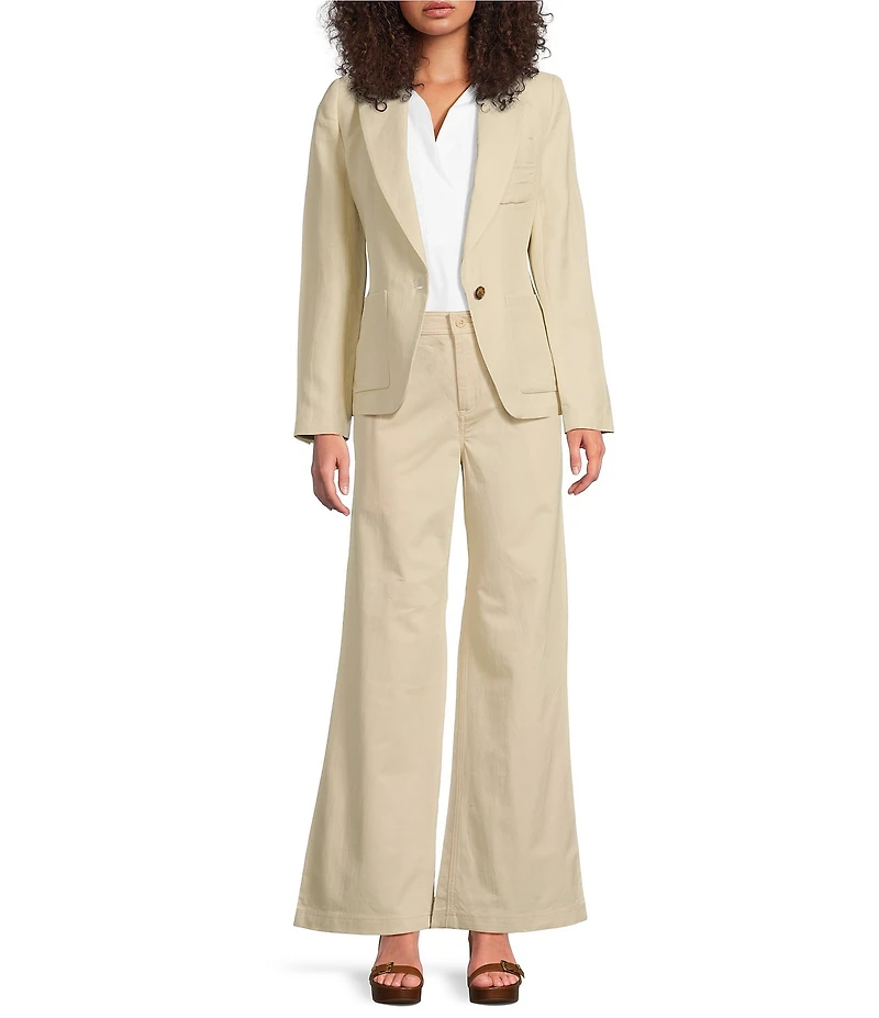 Lauren Ralph Lauren Peak Lapel Collar Long Sleeve Twill Blazer