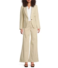 Lauren Ralph Lauren Peak Lapel Collar Long Sleeve Twill Blazer