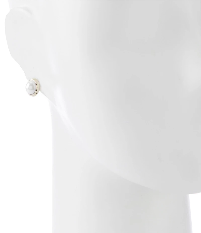 Lauren Ralph Lauren Pearl Bezel Stud Earrings