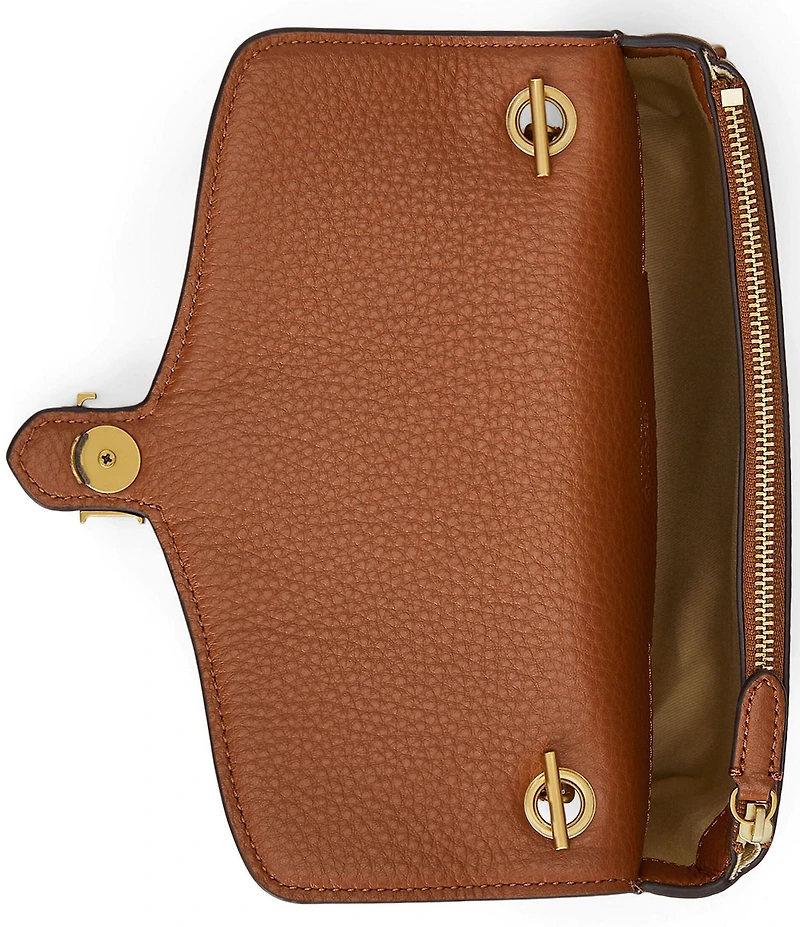Lauren Ralph Lauren Bradley Pebbled Leather Wallet Crossbody Bag
