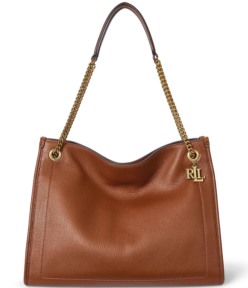 Lauren Ralph Lauren Bradley Pebbled Leather Large Tote Bag