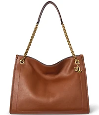 Lauren Ralph Lauren Bradley Pebbled Leather Large Tote Bag