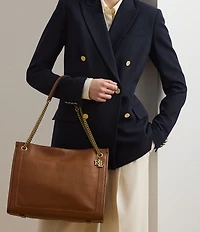 Lauren Ralph Lauren Bradley Pebbled Leather Large Tote Bag