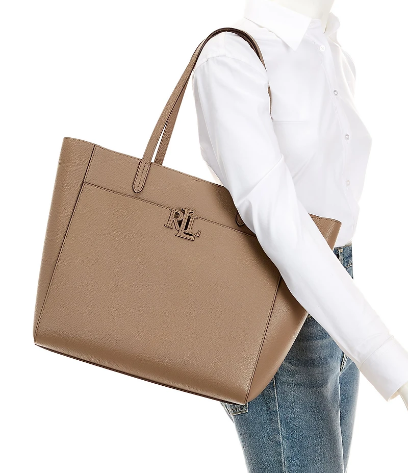 Lauren Ralph Lauren Cameryn Large Pebbled Leather Tote Bag