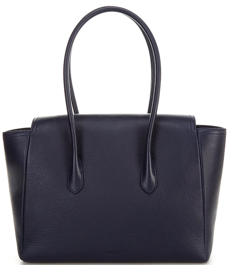Lauren Ralph Lauren Tanner Large Pebbled Leather Padlock Satchel Bag