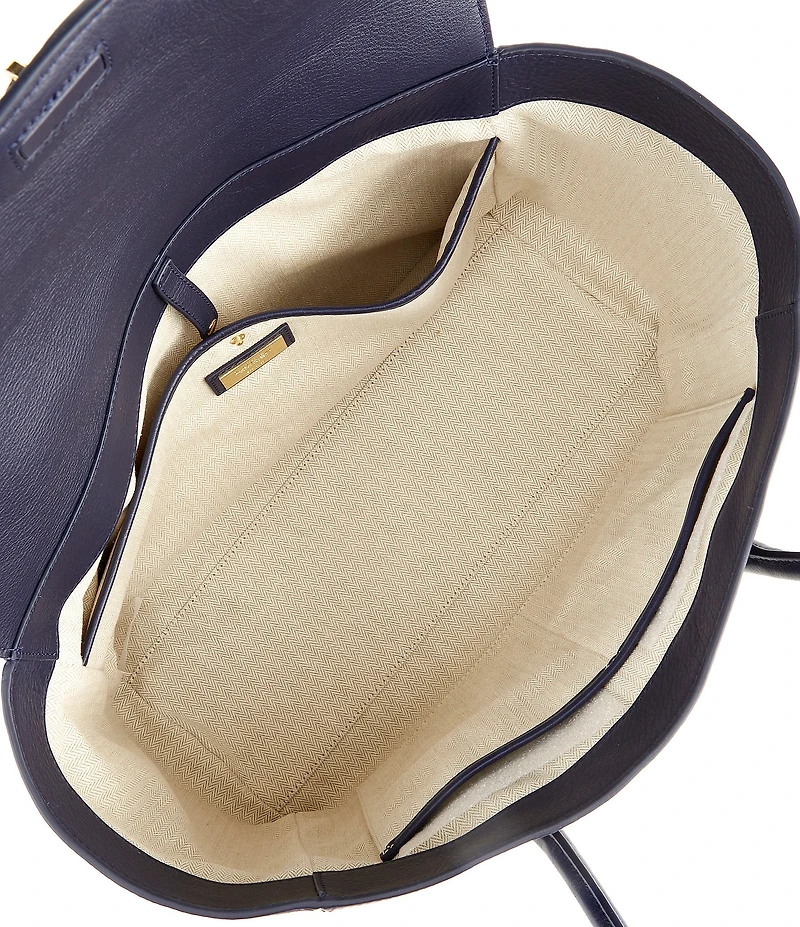 Lauren Ralph Lauren Tanner Large Pebbled Leather Padlock Satchel Bag