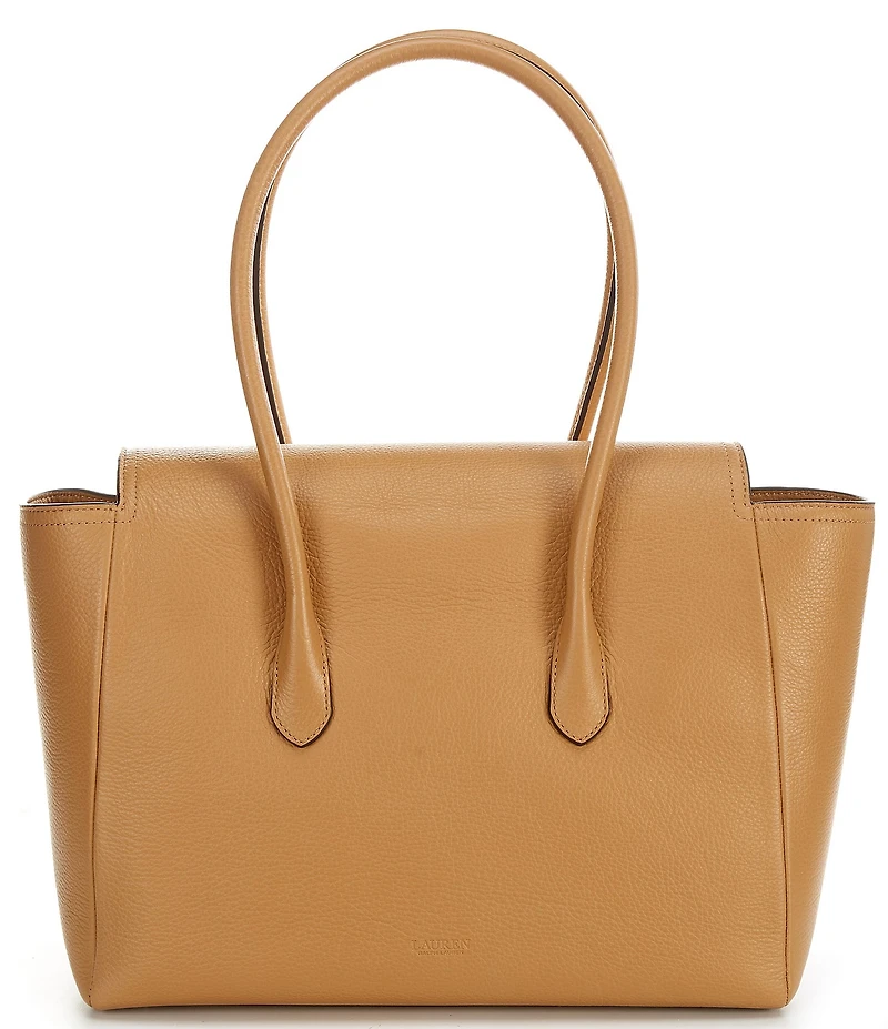 Lauren Ralph Lauren Tanner Large Pebbled Leather Padlock Satchel Bag